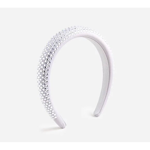 J CREW Silver Mirror Rhinestone Studded Headband NEW - Picture 2 of 2
